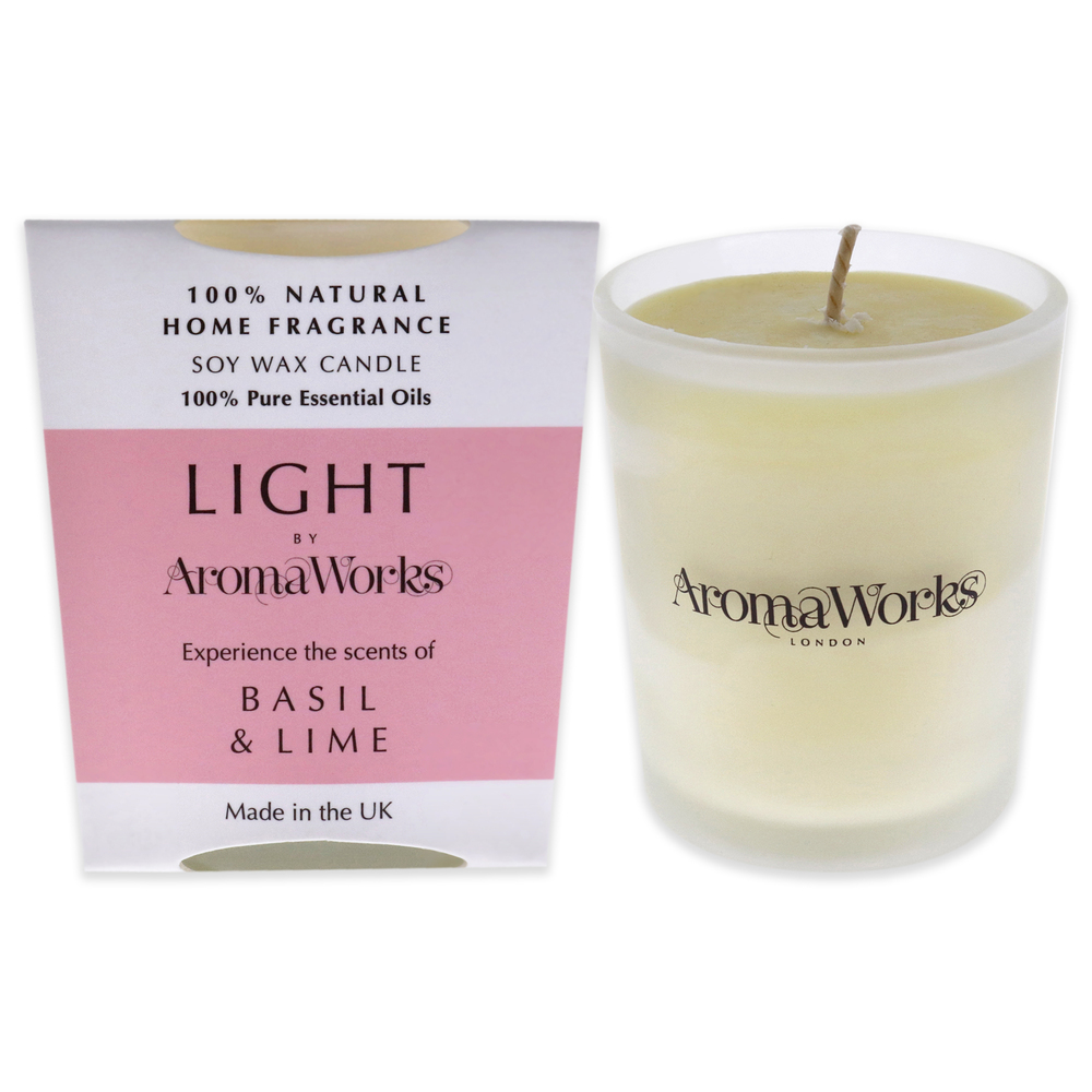 Light Candle Small - Basil and Lime by Aromaworks for Unisex - 2.65 oz Candle